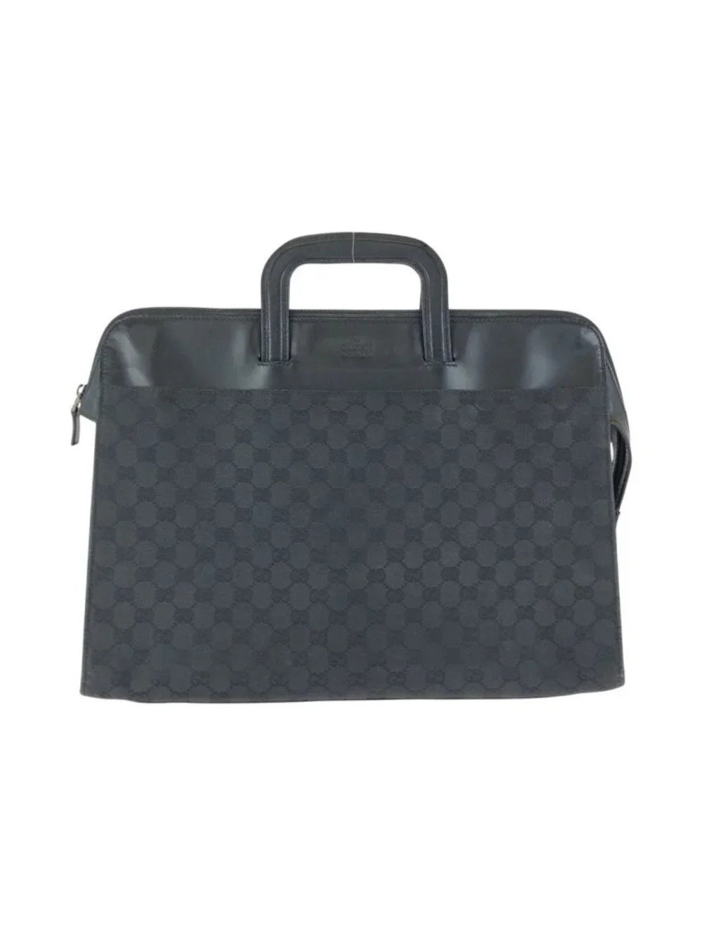 Gucci Black Silver GG Canvas Leather Business Briefcase